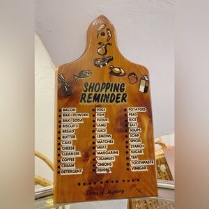 Vintage Wood Cutting Board Shopping List Reminder Wall Decor with Pegs Souvenir